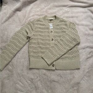 NWT LOFT Shimmer Pointelle Cardigan